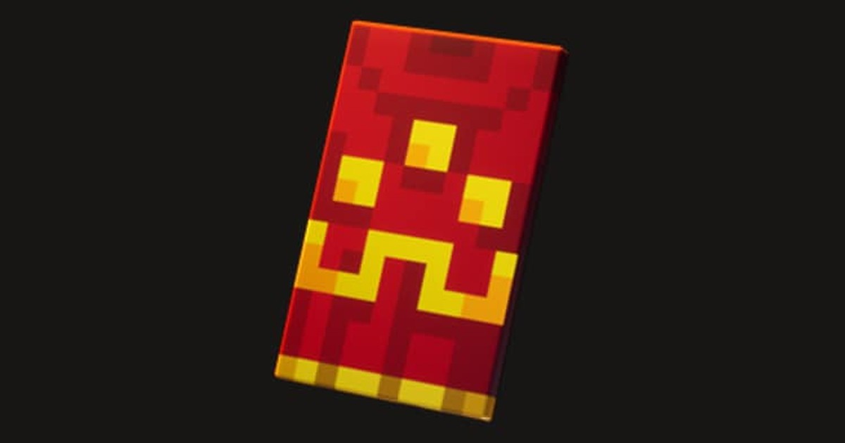 The Minecraft Hero Cape — crimson with gold motifs, Mojang's official render